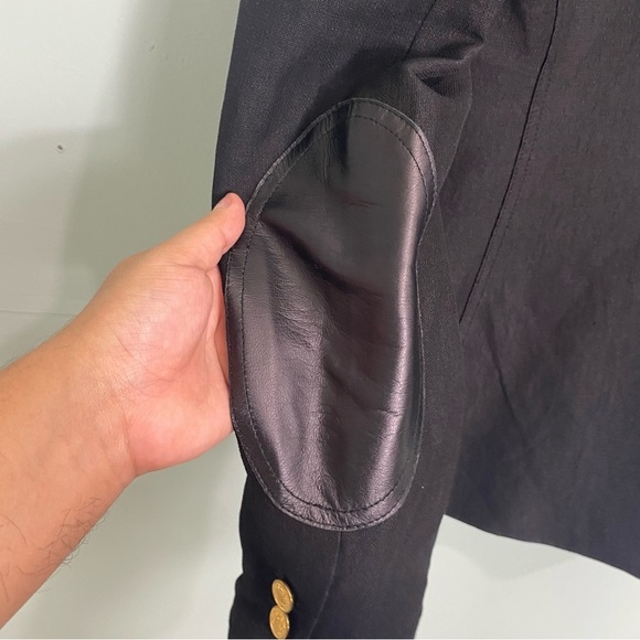 Smythe Black Linen‎ Blend Elbow Patch Equestrian Blazer Jacket Sz 4 - Picture 9 of 10